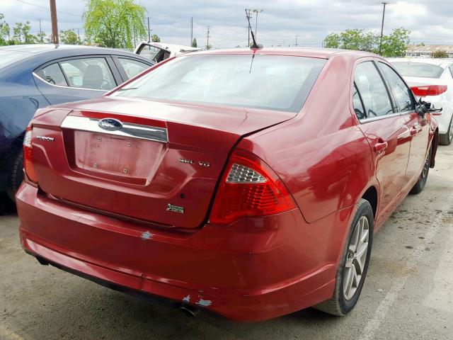 3FAHP0JG7AR309899 - 2010 FORD FUSION SEL RED photo 4