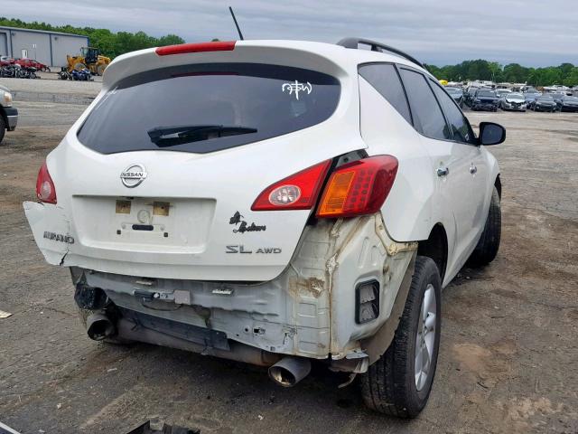 JN8AZ1MW9AW103922 - 2010 NISSAN MURANO S WHITE photo 4