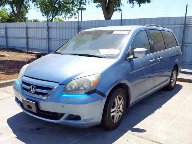 5FNRL38465B098788 - 2005 HONDA ODYSSEY EX BLUE photo 2