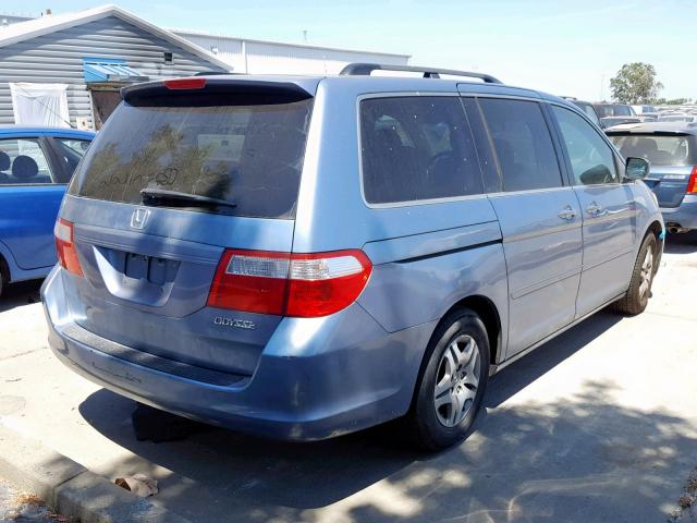 5FNRL38465B098788 - 2005 HONDA ODYSSEY EX BLUE photo 4