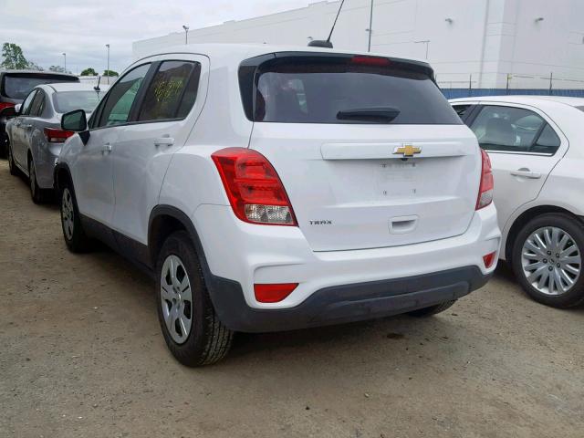 3GNCJKSB0HL211046 - 2017 CHEVROLET TRAX LS WHITE photo 3