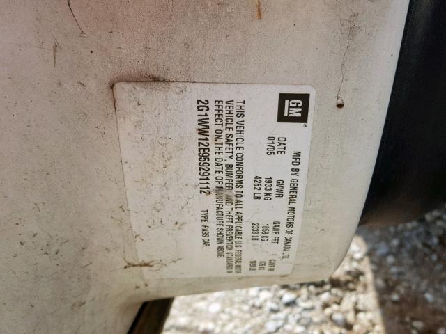 2G1WW12E959291112 - 2005 CHEVROLET MONTE CARL 白色 照片 10