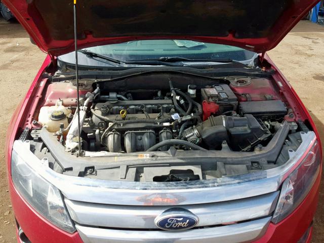 3FAHP0GA8CR336180 - 2012 FORD FUSION S RED photo 7