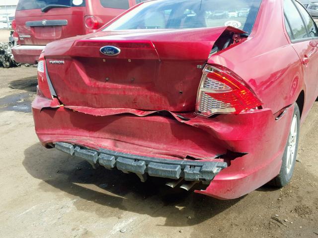 3FAHP0GA8CR336180 - 2012 FORD FUSION S RED photo 9