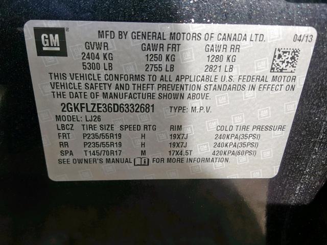 2GKFLZE36D6332681 - 2013 GMC TERRAIN DE BLACK photo 10