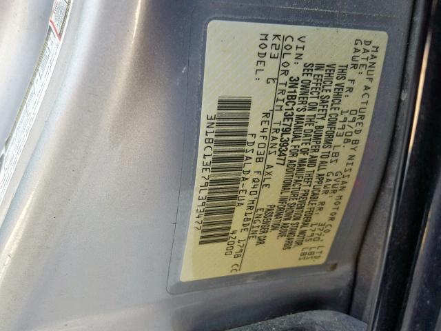 3N1BC13E79L393477 - 2009 NISSAN VERSA S SILVER photo 10