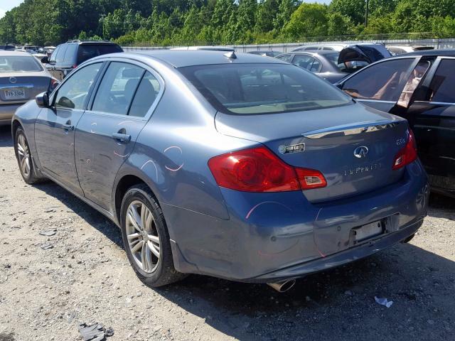 JN1CV6AR8AM458588 - 2010 INFINITI G37 BLUE photo 3