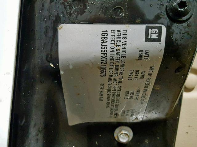 1G8AJ55FX7Z106676 - 2007 SATURN ION LEVEL WHITE photo 10