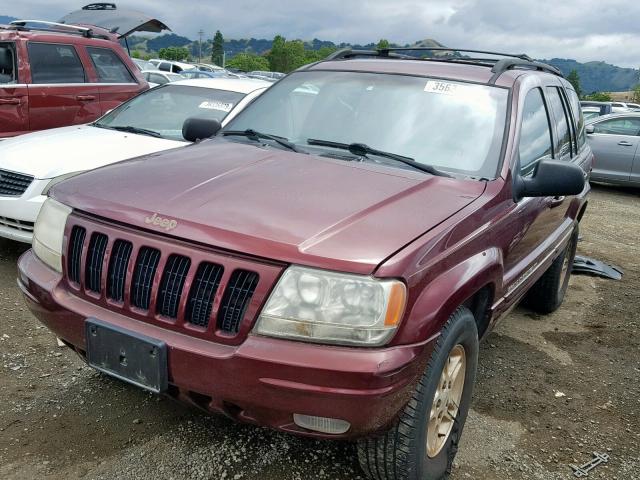 1J4GW68N1XC599574 - 1999 JEEP GRAND CHER BURGUNDY photo 2