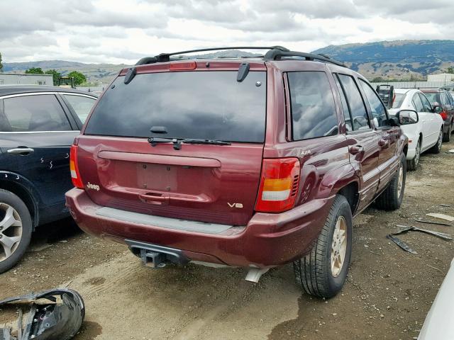 1J4GW68N1XC599574 - 1999 JEEP GRAND CHER BURGUNDY photo 4