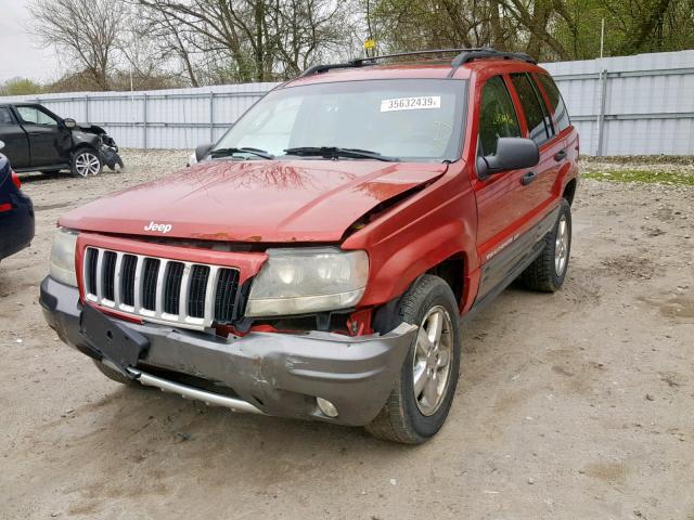 1J4GW48J74C288485 - 2004 JEEP GRAND CHER RED photo 2