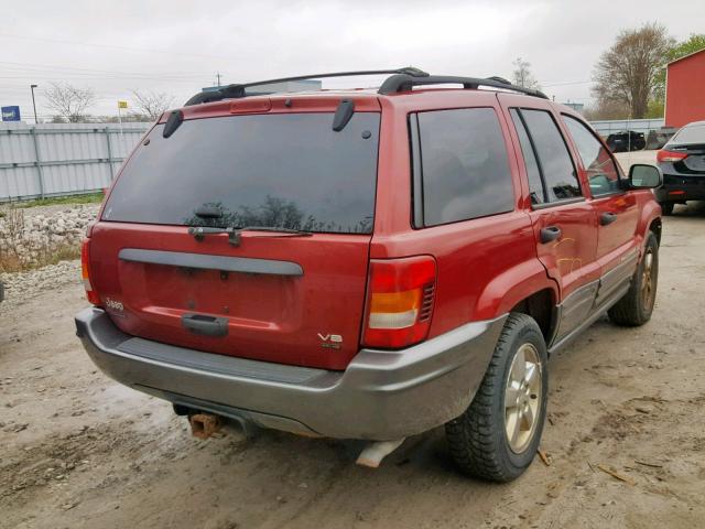 1J4GW48J74C288485 - 2004 JEEP GRAND CHER RED photo 4