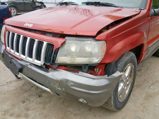 1J4GW48J74C288485 - 2004 JEEP GRAND CHER RED photo 9