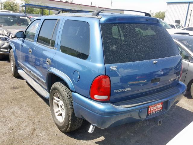 1B4HR48N32F146888 - 2002 DODGE DURANGO SL BLUE photo 3