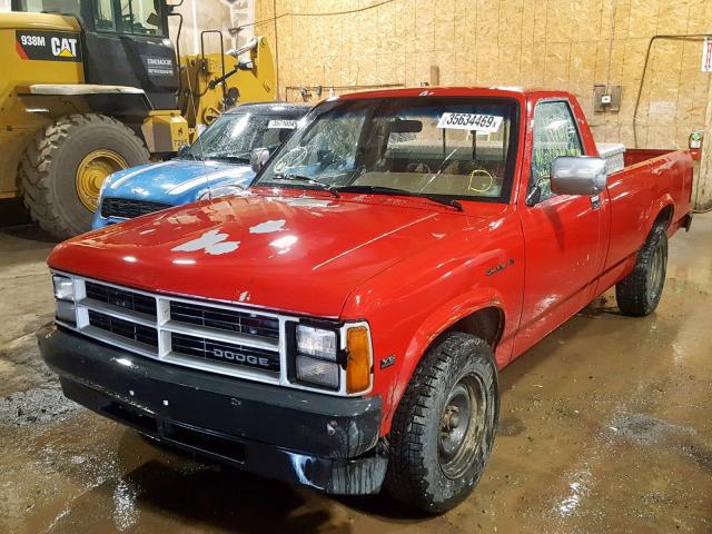 1B7GL26X5LS746376 - 1990 DODGE DAKOTA RED photo 2