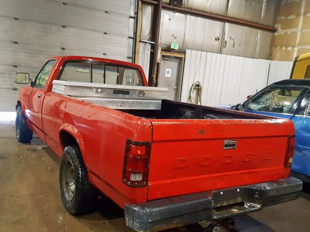 1B7GL26X5LS746376 - 1990 DODGE DAKOTA RED photo 3