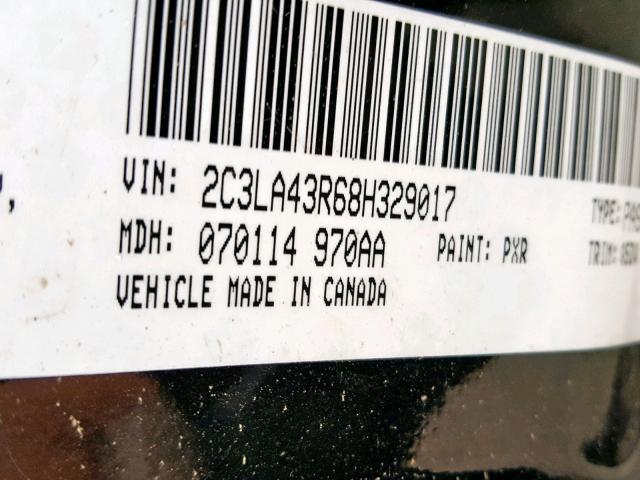 2C3LA43R68H329017 - 2008 CHRYSLER 300 LX BLACK photo 10