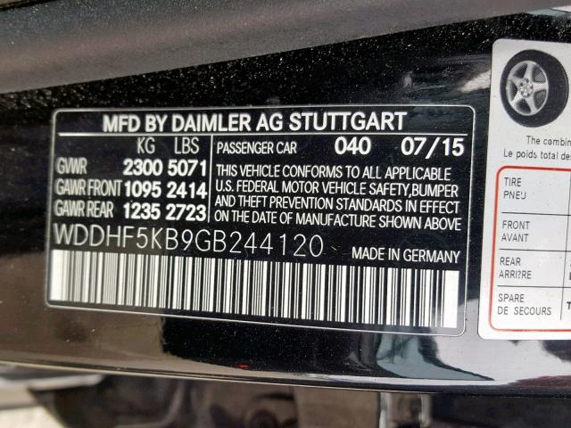 WDDHF5KB9GB244120 - 2016 MERCEDES-BENZ E 350 BLACK photo 10