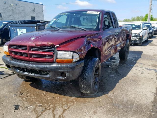 1D7HG12X73S200872 - 2003 DODGE DAKOTA SXT MAROON photo 2