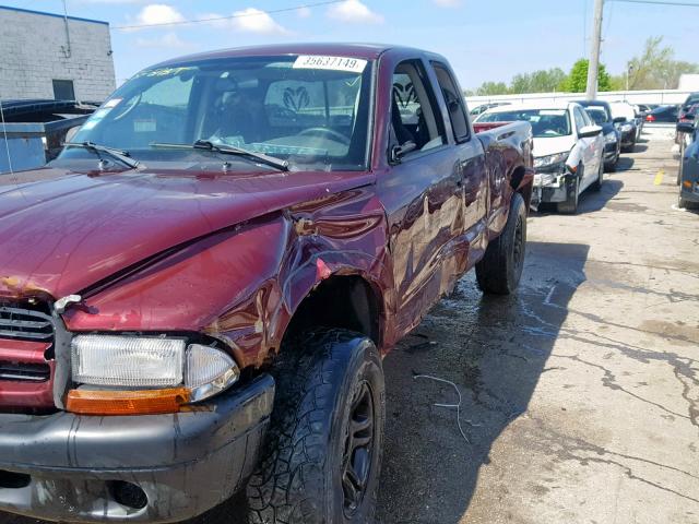 1D7HG12X73S200872 - 2003 DODGE DAKOTA SXT MAROON photo 9