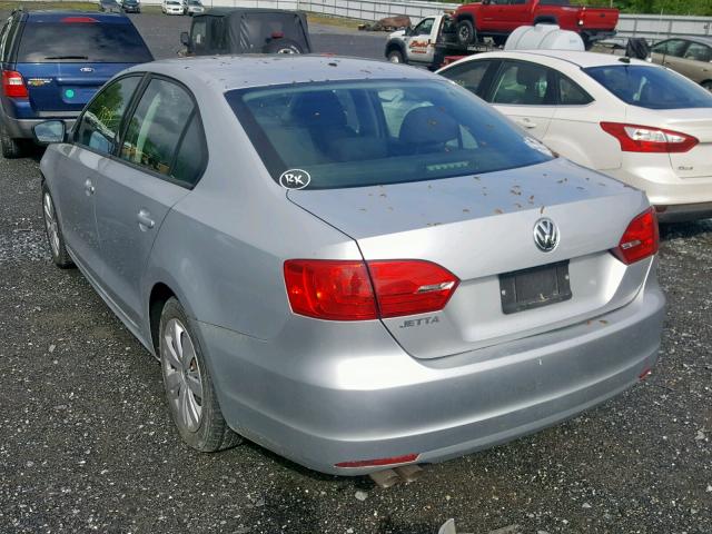 3VW1K7AJ5CM382894 - 2012 VOLKSWAGEN JETTA BASE SILVER photo 3