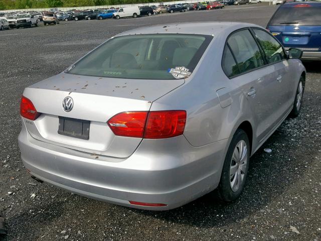 3VW1K7AJ5CM382894 - 2012 VOLKSWAGEN JETTA BASE SILVER photo 4