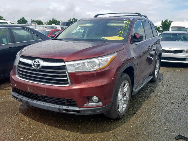 5TDDKRFH7FS198336 - 2015 TOYOTA HIGHLANDER MAROON photo 2