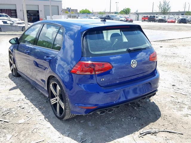 WVWUF7AU2GW234299 - 2016 VOLKSWAGEN GOLF R BLUE photo 3