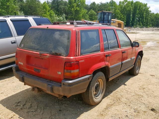 1J4GZ58Y8PC683161 - 1993 JEEP GRAND CHER RED photo 4