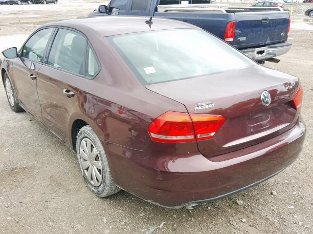 1VWAP7A33CC064468 - 2012 VOLKSWAGEN PASSAT S BURGUNDY photo 3