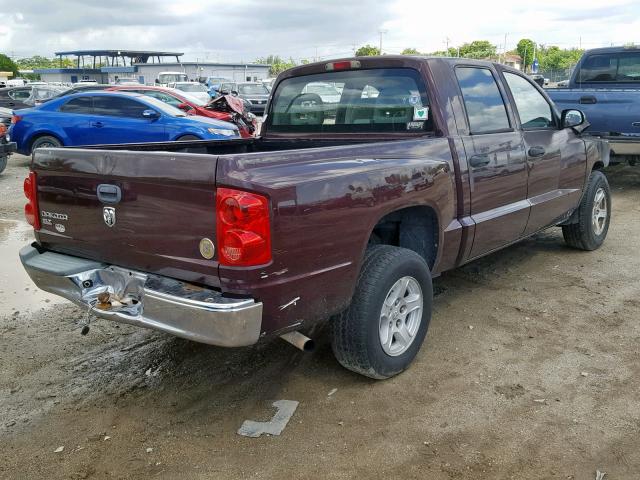 1D7HE48K65S224151 - 2005 DODGE DAKOTA QUA MAROON photo 4