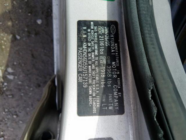 KMHDN56D55U157139 - 2005 HYUNDAI ELANTRA GLS  photo 10