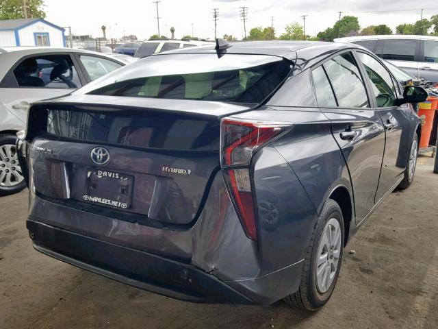 JTDKBRFU8J3081525 - 2018 TOYOTA PRIUS GRAY photo 4