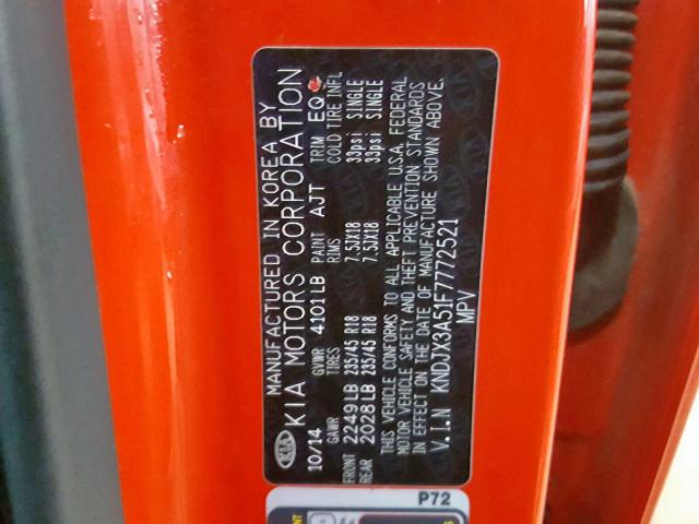 KNDJX3A51F7772521 - 2015 KIA SOUL ! Qırmızı foto 10