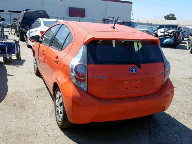 JTDKDTB3XC1031356 - 2012 TOYOTA PRIUS C ORANGE photo 3