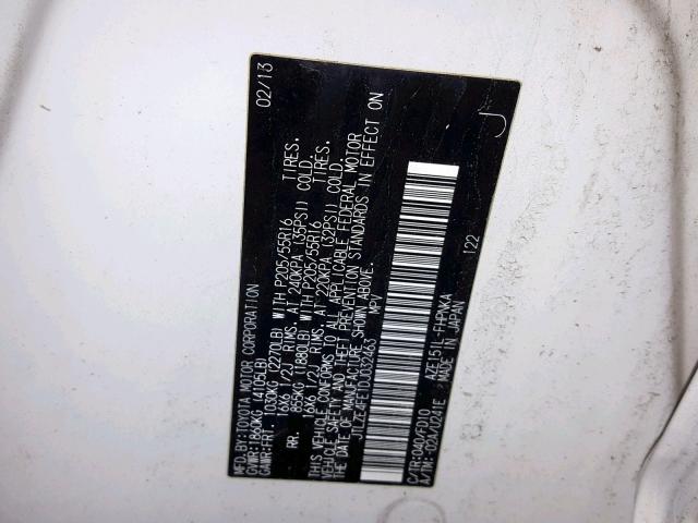 JTLZE4FE1DJ032463 - 2013 TOYOTA SCION XB 白色 照片 10