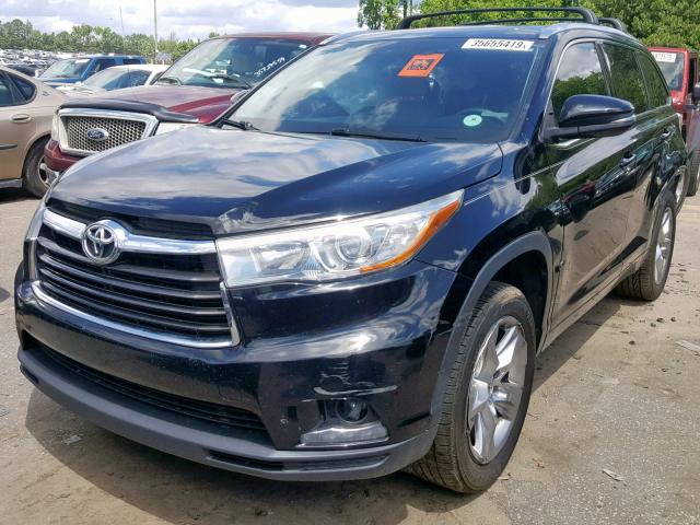 5TDYKRFH6ES028937 - 2014 TOYOTA HIGHLANDER BLACK photo 2