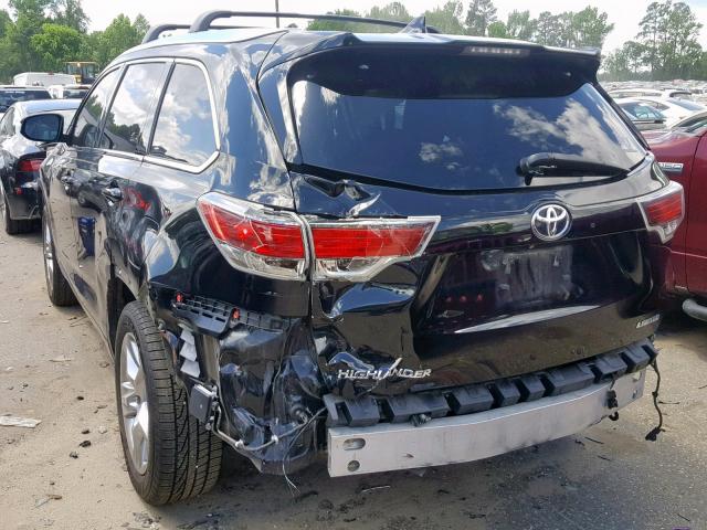 5TDYKRFH6ES028937 - 2014 TOYOTA HIGHLANDER BLACK photo 3