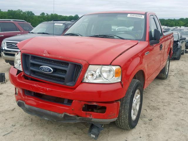 1FTRF12245KB97695 - 2005 FORD F150 RED photo 2