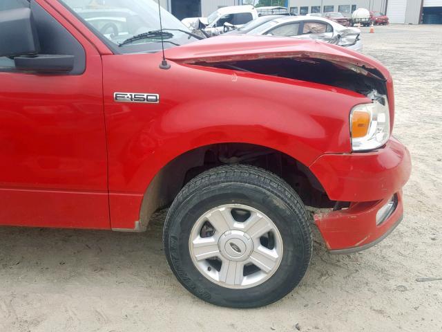 1FTRF12245KB97695 - 2005 FORD F150 RED photo 9