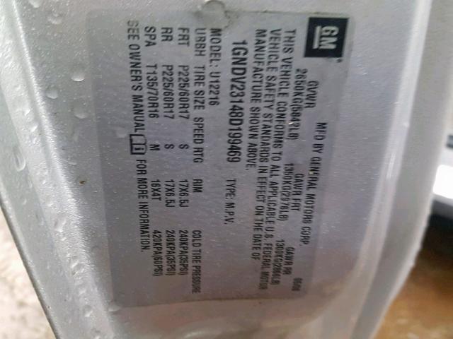 1GNDV23148D199469 - 2008 CHEVROLET UPLANDER L 银色 照片 10