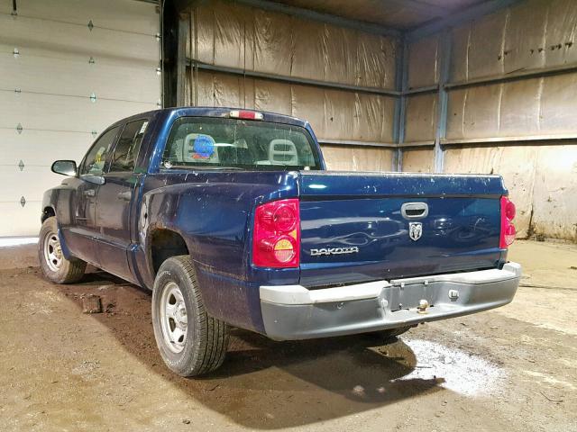 1D7HE28K85S288129 - 2005 DODGE DAKOTA QUA BLUE photo 3