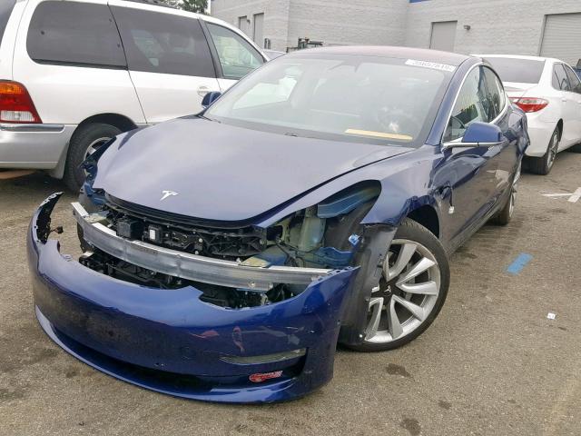 5YJ3E1EB9JF063857 - 2018 TESLA MODEL 3 BLUE photo 2