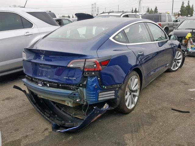 5YJ3E1EB9JF063857 - 2018 TESLA MODEL 3 BLUE photo 4