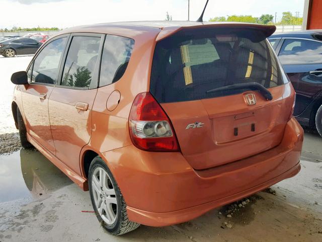 JHMGD38657S025440 - 2007 HONDA FIT S ORANGE photo 3