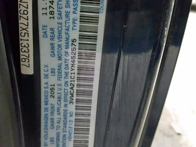 3VWCA21C1YM452575 - 2000 VOLKSWAGEN NEW BEETLE ლურჯი ფოტო 10