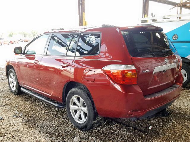 JTEES41A782082139 - 2008 TOYOTA HIGHLANDER MAROON photo 3