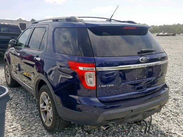 1FMHK8F82BGA17056 - 2011 FORD EXPLORER L BLUE photo 3