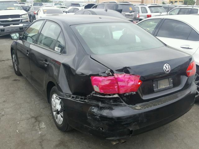 3VW2K7AJ9CM356738 - 2012 VOLKSWAGEN JETTA BASE BLACK photo 3