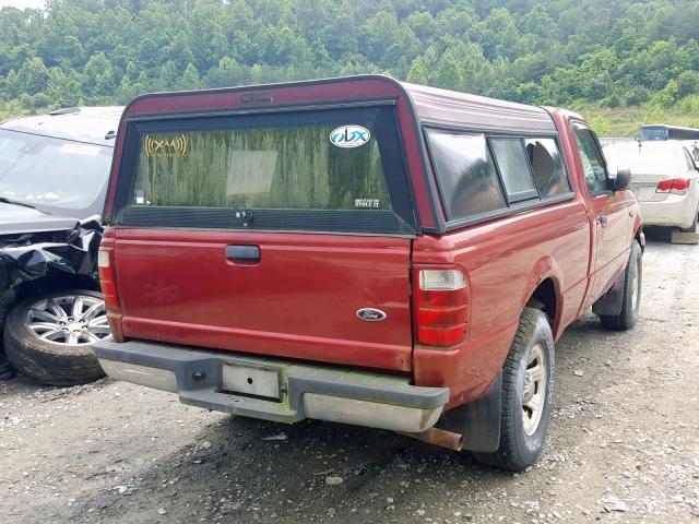 1FTYR10UX2TA58846 - 2002 FORD RANGER RED photo 4